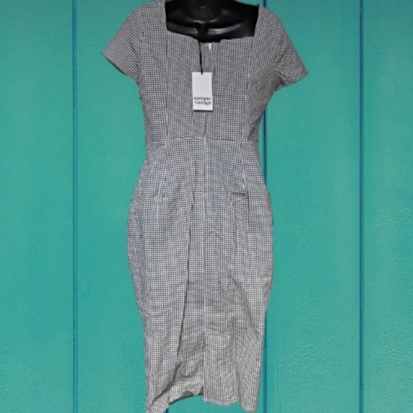 NWT's UNIQUE VINTAGE Rockabilly / Pin-up Houndstooth Dress - Picture 6 of 8